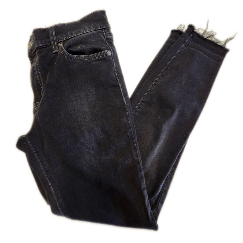 Pistola Black Wash Super Soft Skinny Jeans W/ Frayed Hems, 28